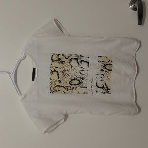 Sfera small beaded snake skin print white shirt